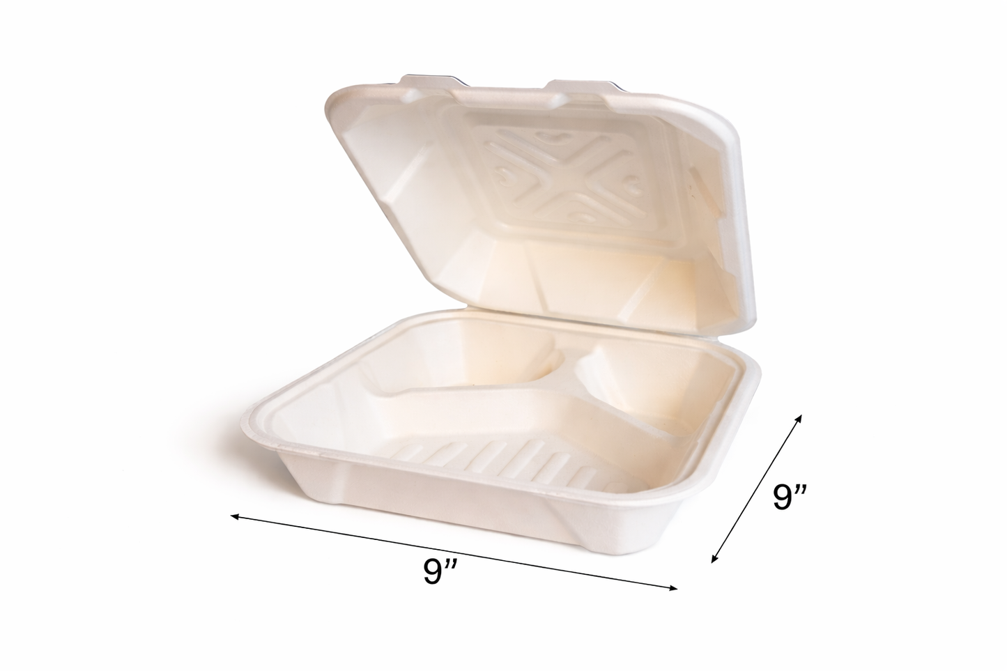 Compostable Hinged Container Bagasse PFAS Free