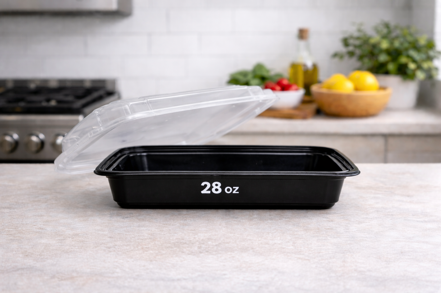 Rectangular Plastic Food Container With Lid (150 Sets/Box)