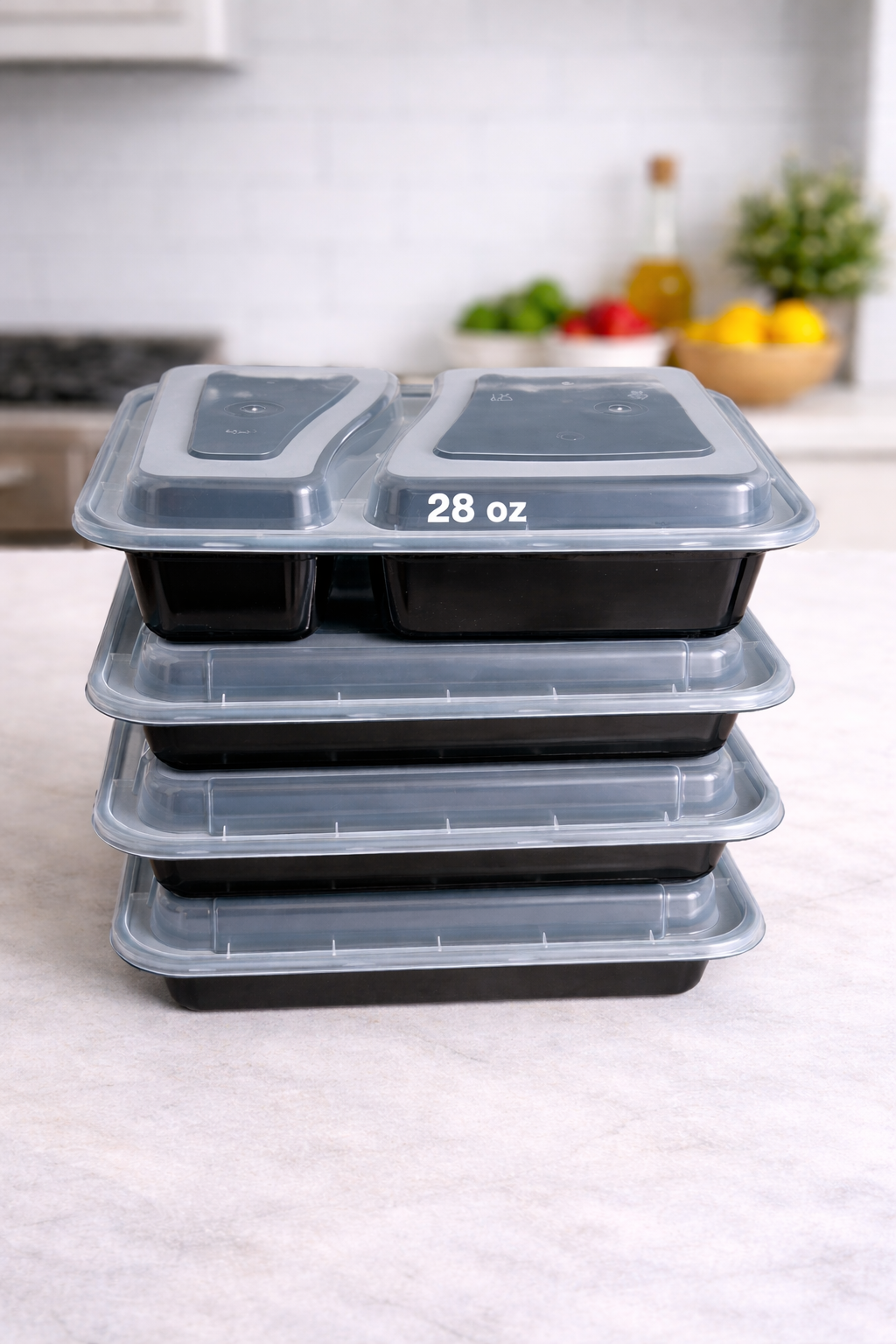 Rectangular Plastic Food Container With Lid (150 Sets/Box)