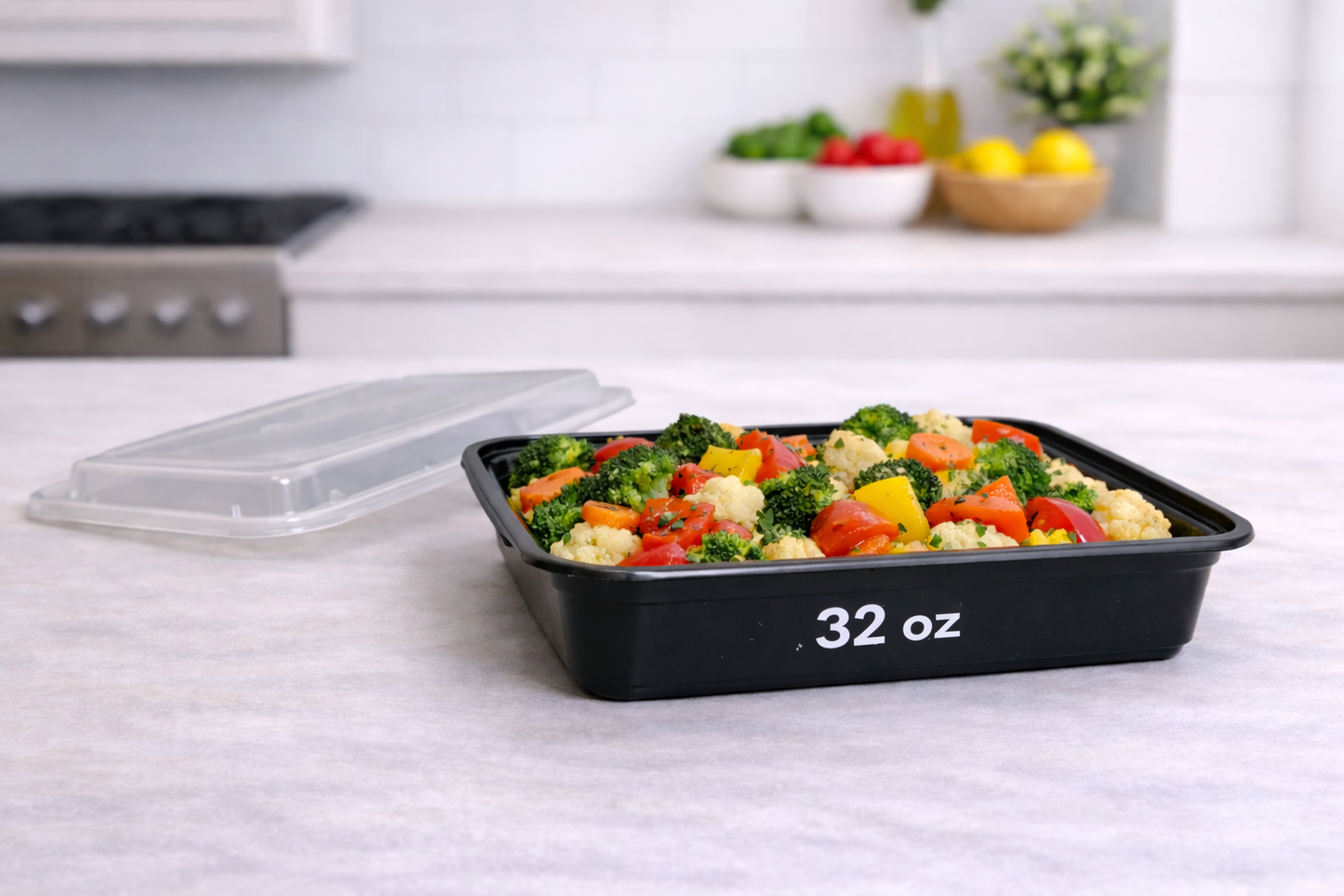 Rectangular Plastic Food Container With Lid (150 Sets/Box)