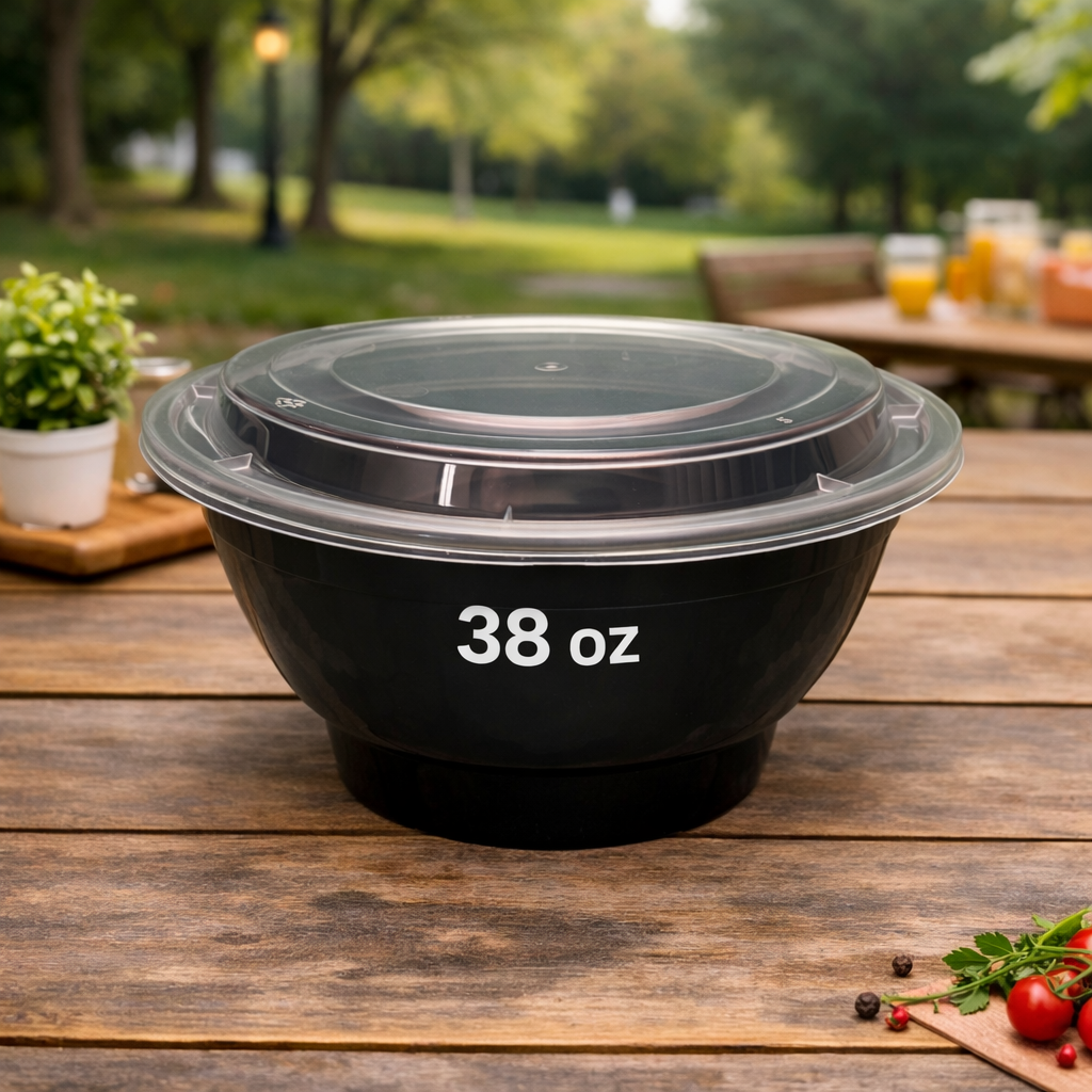 Plastic Bowl Food Container With Lid (150 Sets/Box)