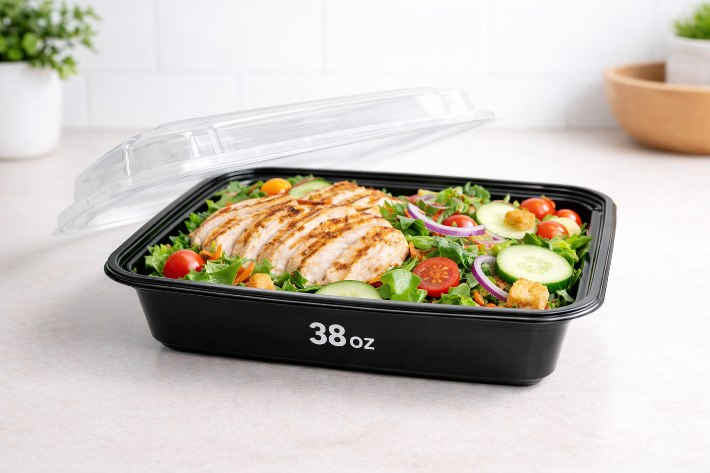 Rectangular Plastic Food Container With Lid (150 Sets/Box)