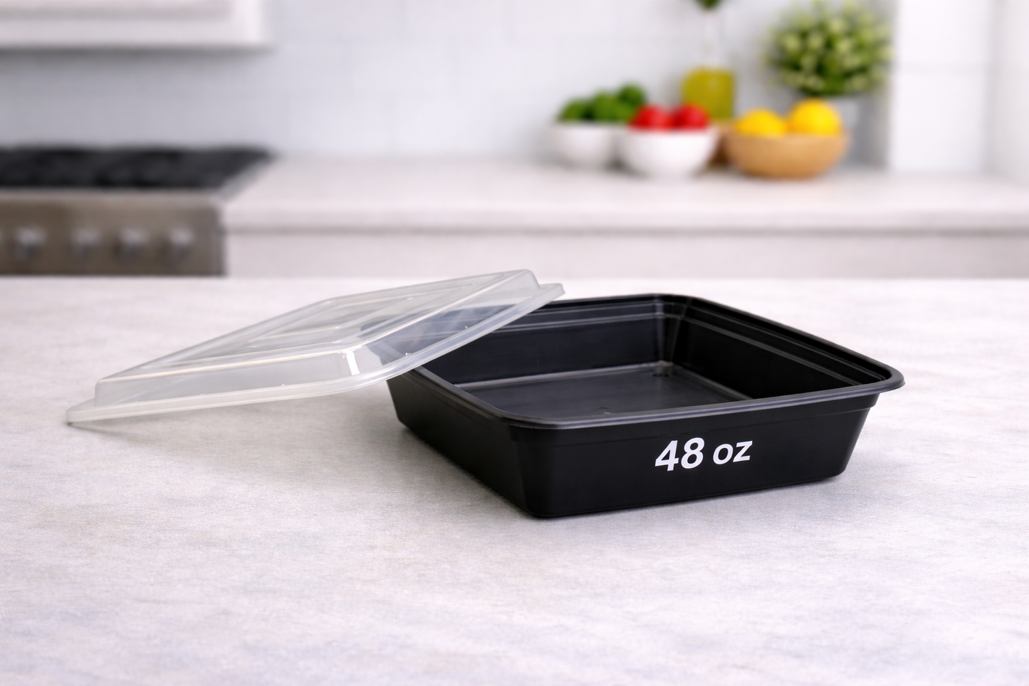 Rectangular Plastic Food Container With Lid (150 Sets/Box)