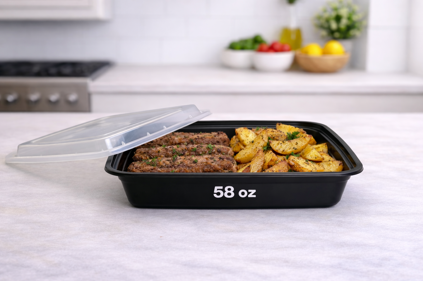 Rectangular Plastic Food Container With Lid (150 Sets/Box)