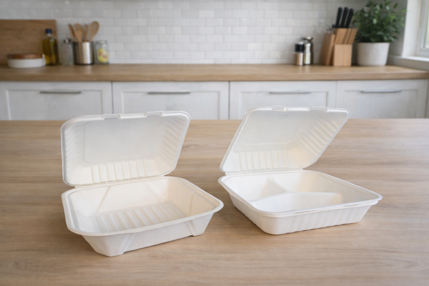 Compostable Hinged Container Bagasse PFAS Free