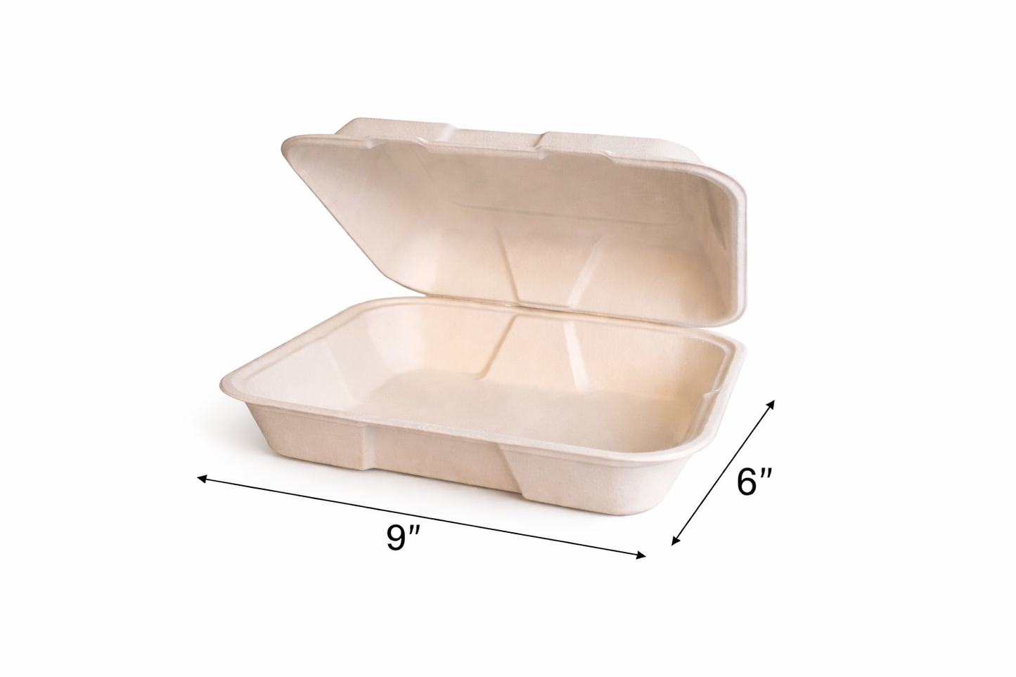 Compostable Hinged Container Bagasse PFAS Free