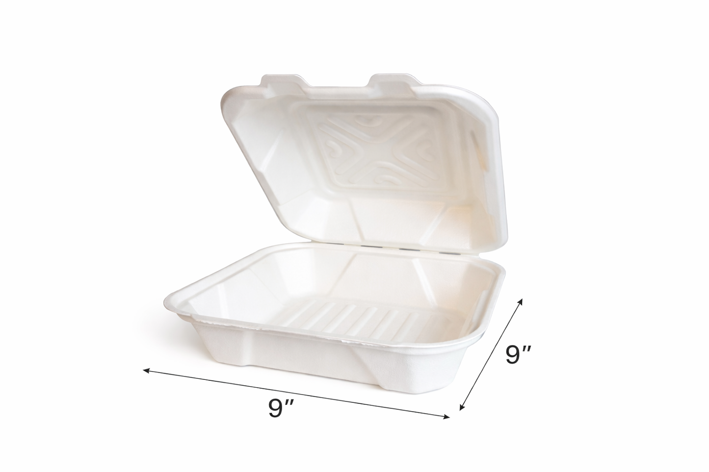 Compostable Hinged Container Bagasse PFAS Free