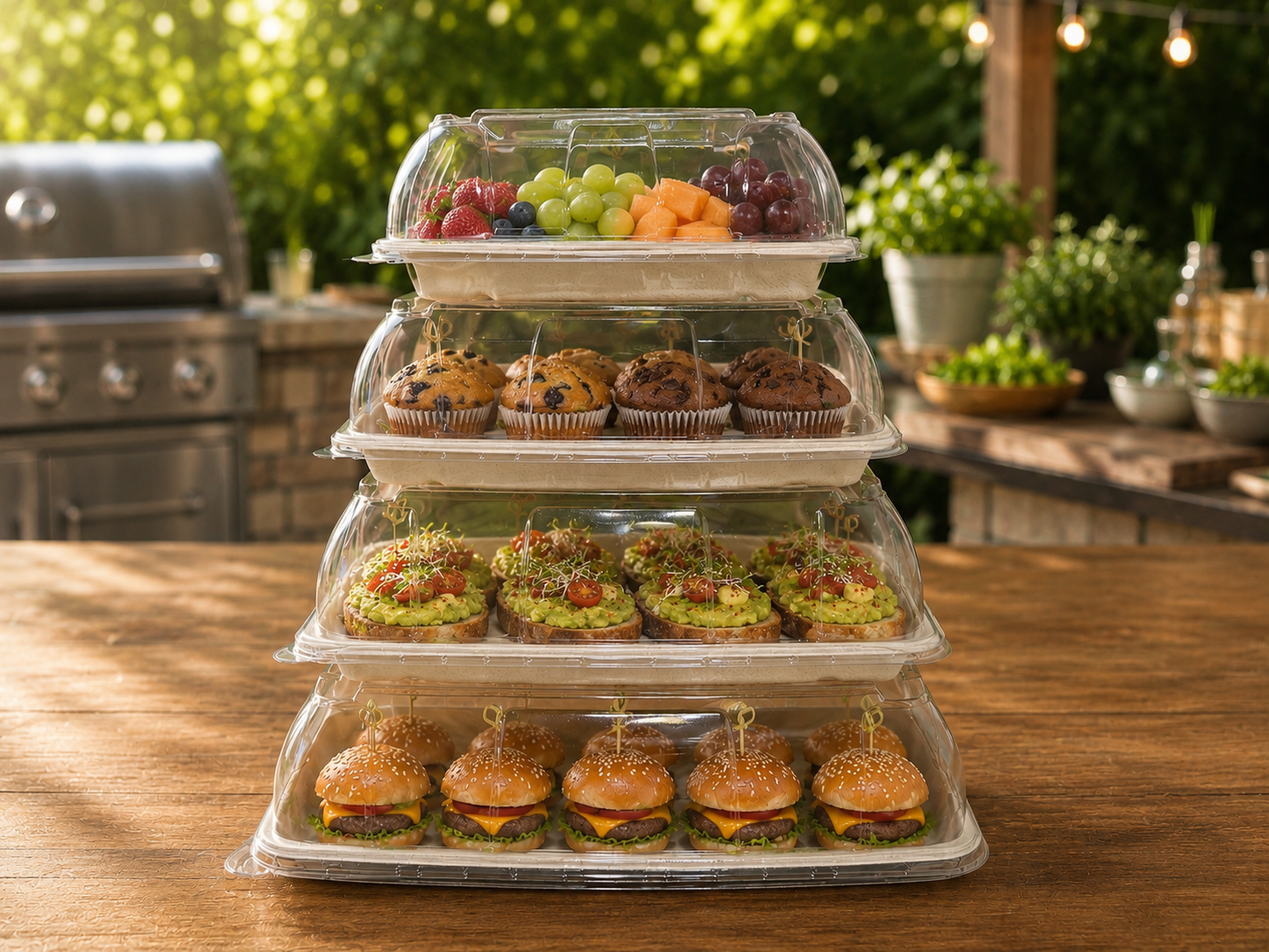 Eco-Friendly Catering Tray with Clear PET Dome Lid 25/ Box