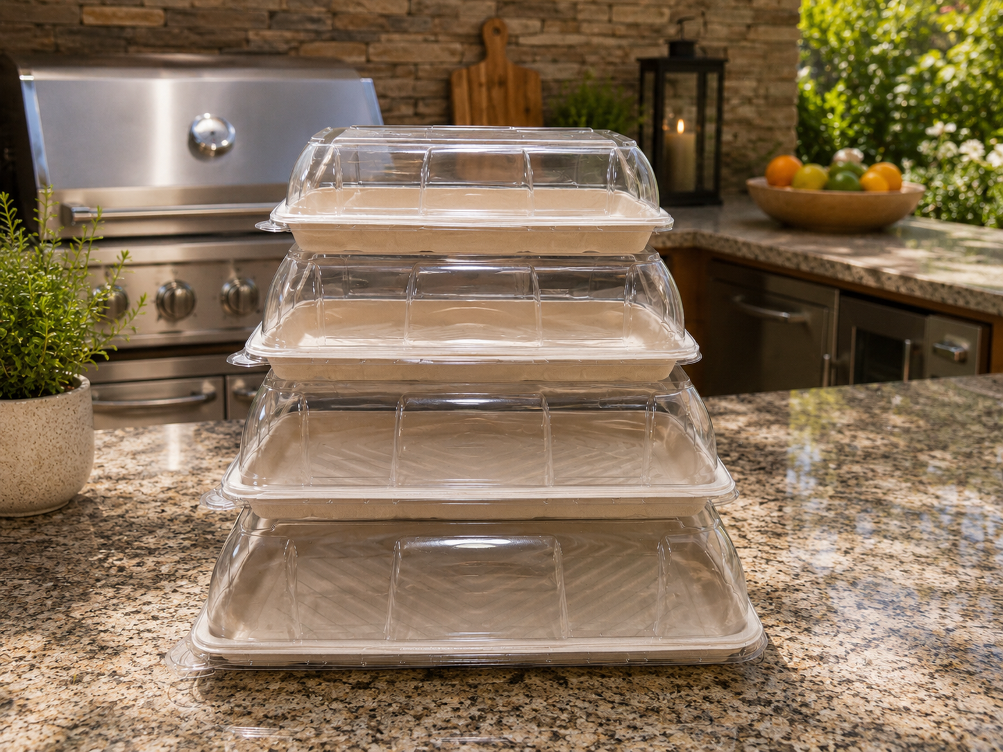 Eco-Friendly Catering Tray with Clear PET Dome Lid 25/ Box