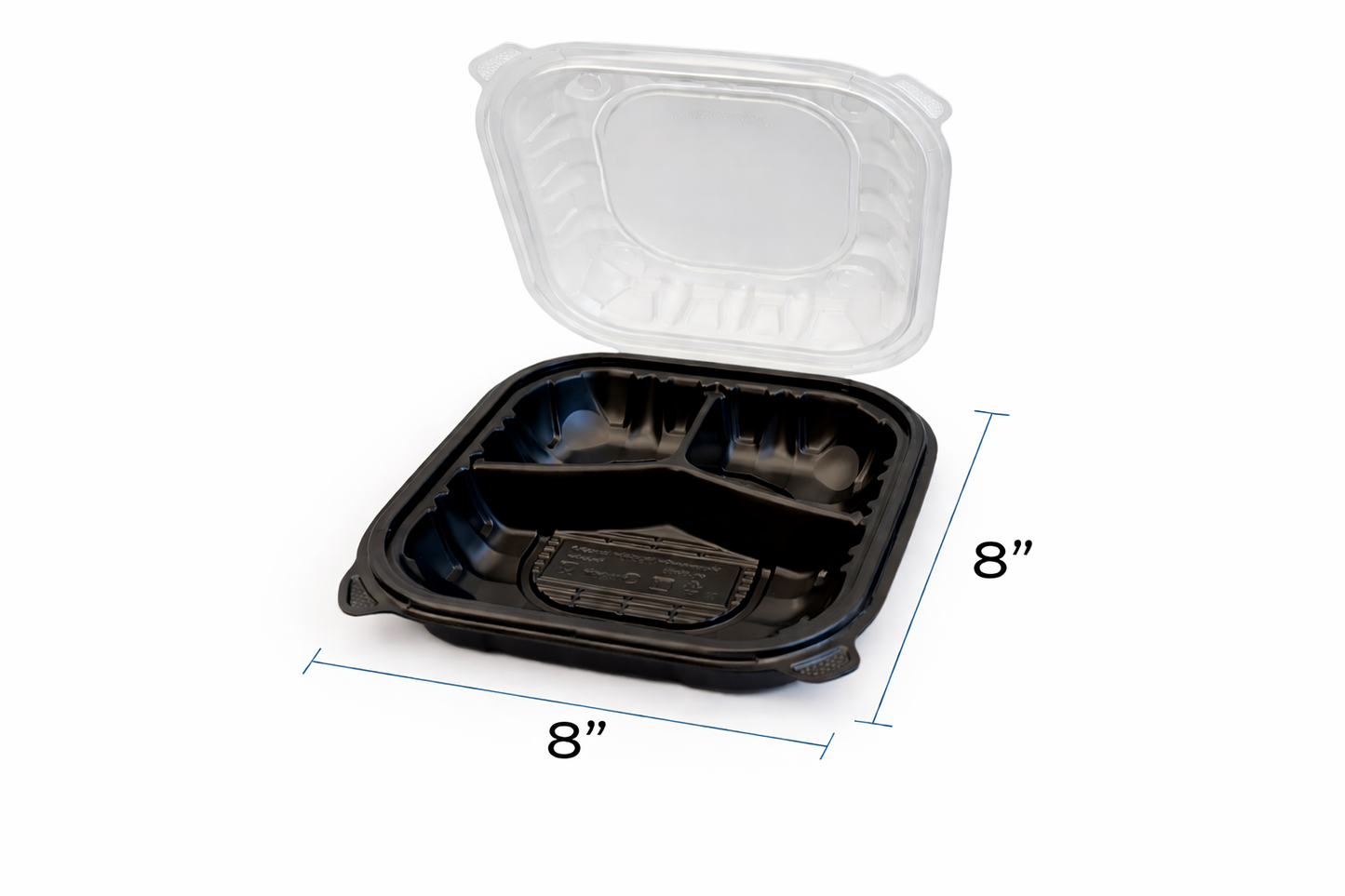 Black Hinged Plastic Container With Clear Lid