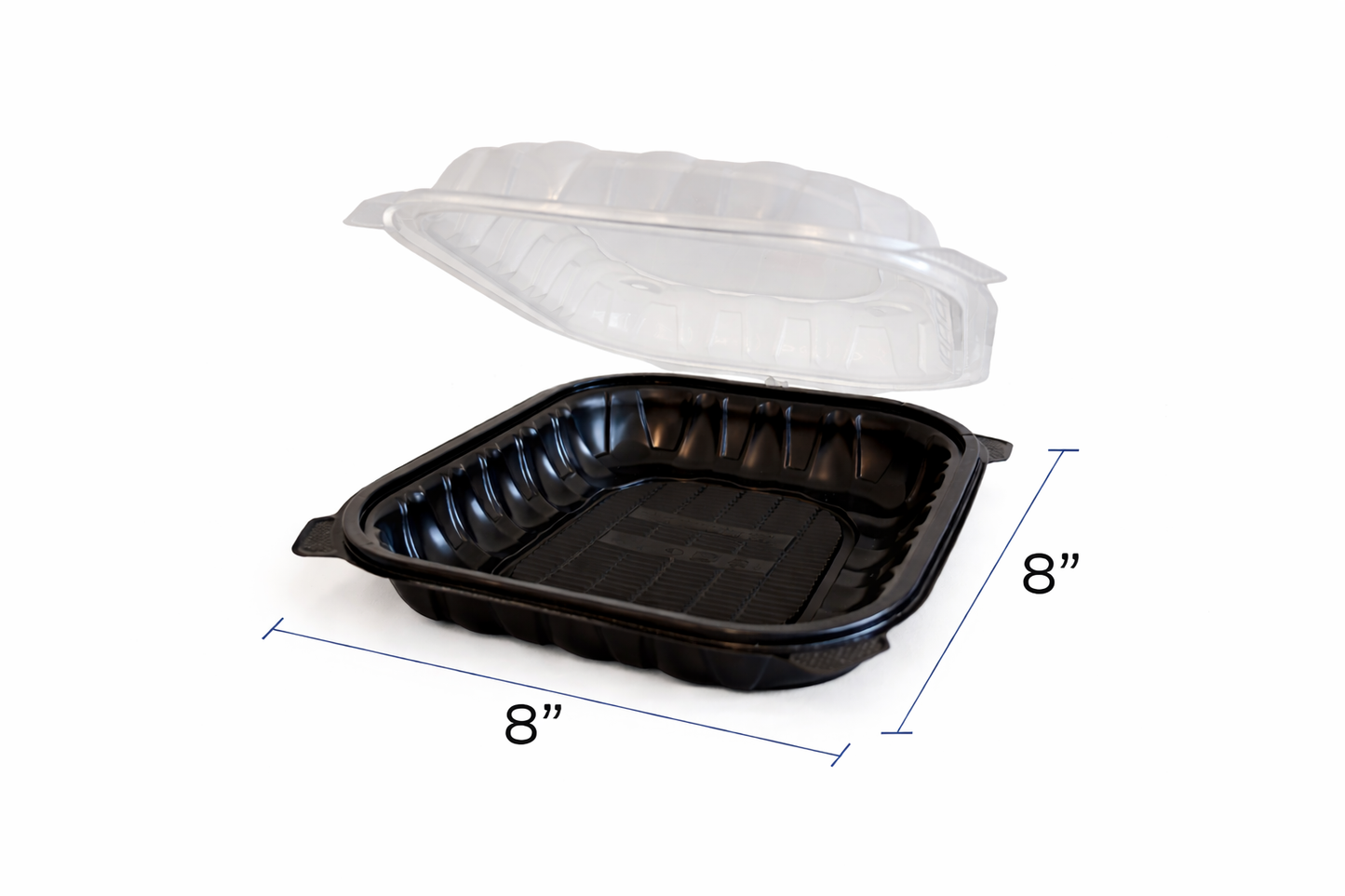 Black Hinged Plastic Container With Clear Lid