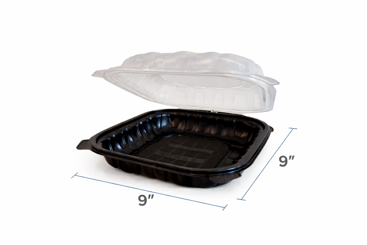 Black Hinged Plastic Container With Clear Lid