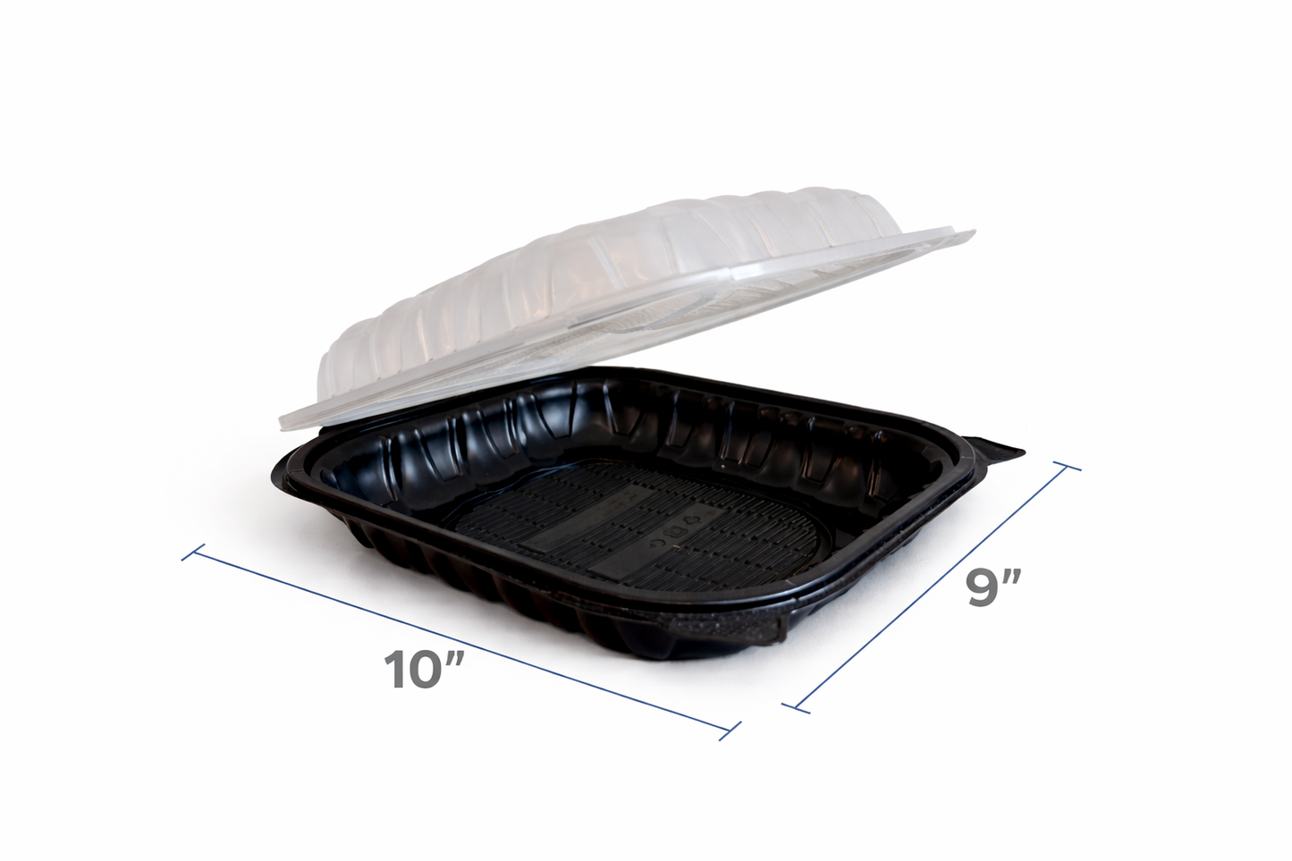 Black Hinged Plastic Container With Clear Lid
