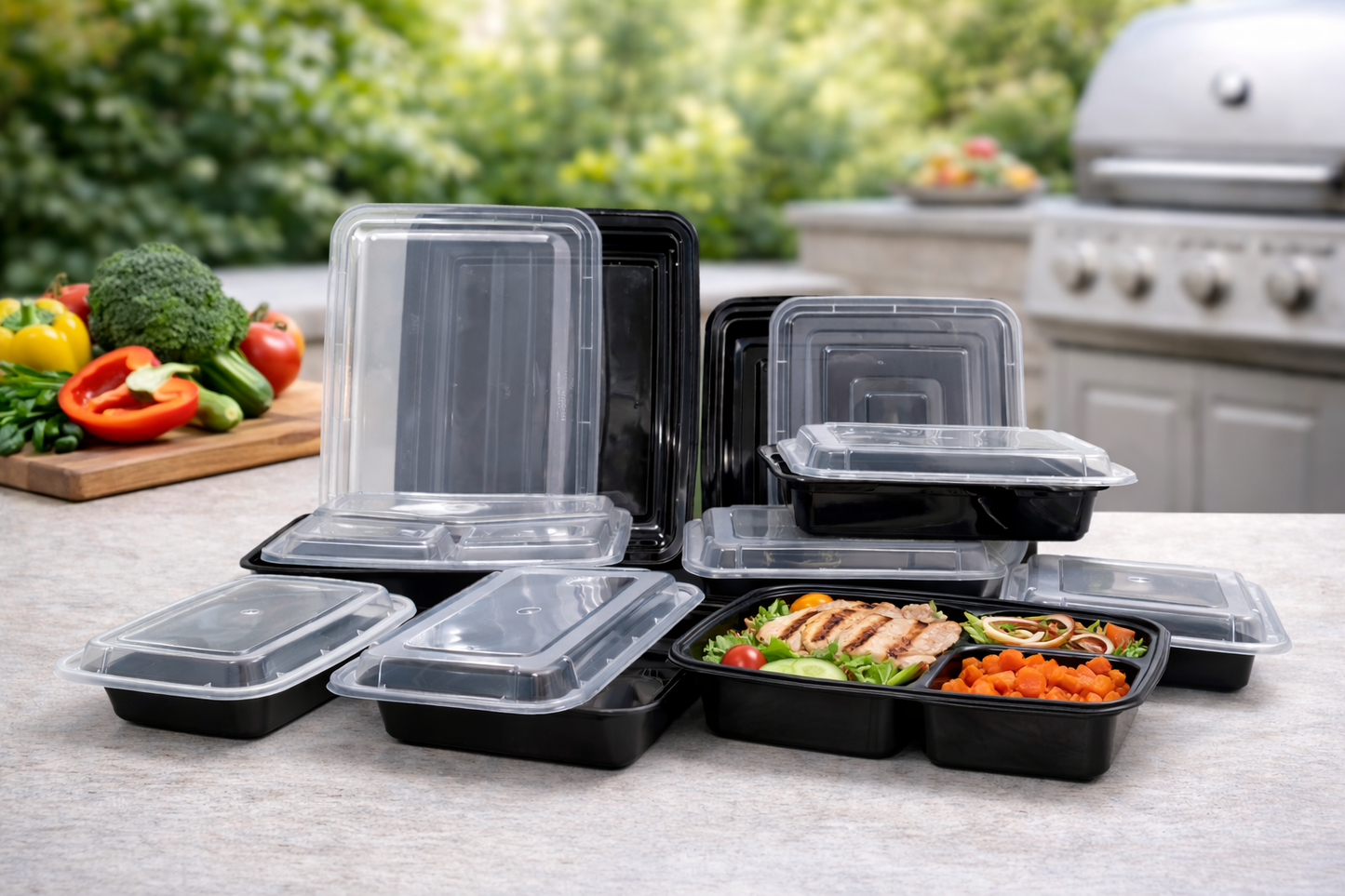 Rectangular Plastic Food Container With Lid (150 Sets/Box)