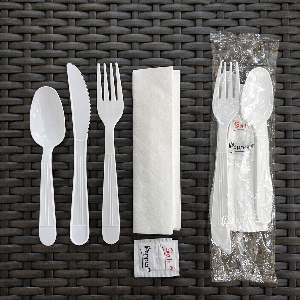 Wrapped Plastic Cutlery Kit 6 IN 1 (250/Box)