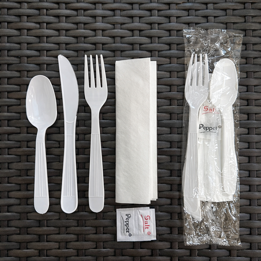 Wrapped Plastic Cutlery Kit 6 IN 1 (250/Box)