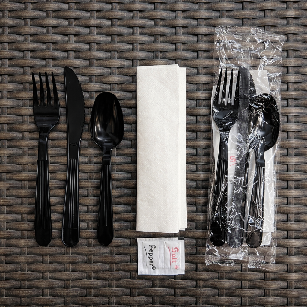 Wrapped Plastic Cutlery Kit 6 IN 1 (250/Box)