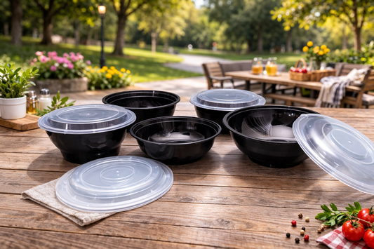 Plastic Bowl Food Container With Lid (150 Sets/Box)