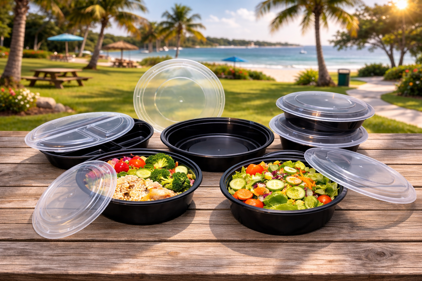 Round Plastic Food Container With Lid 150 Sets/Box